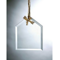 Alicia Beveled Economy House Ornament with Gold Ribbon - Jade Glass